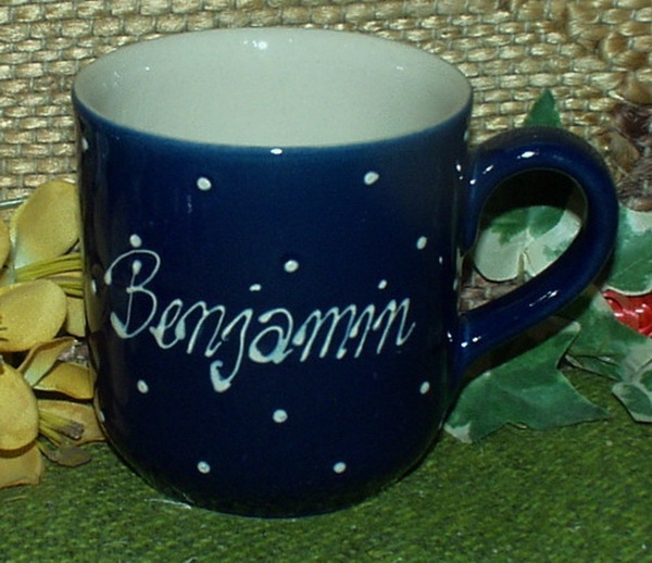 RKT - Namens-Tasse - Ein-Punkt-Blau – Benjamin