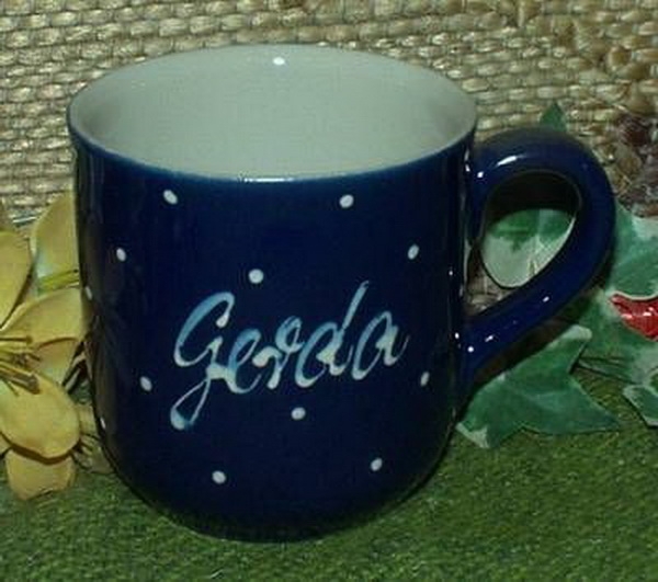 RKT - Namens-Tasse - Ein-Punkt-Blau – Gerda