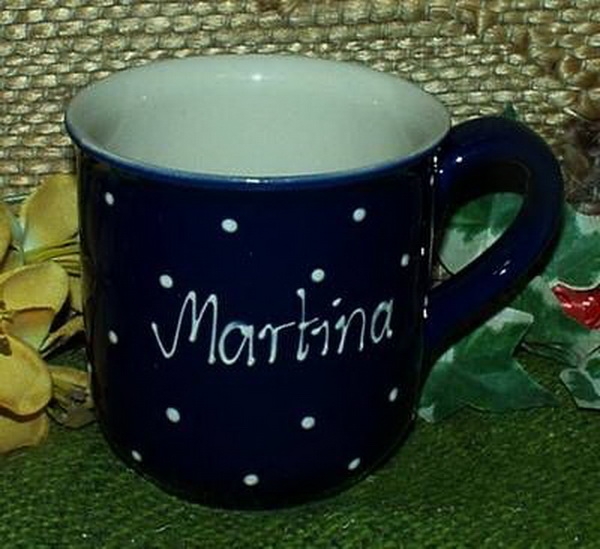 RKT - Namens-Tasse - Ein-Punkt-Blau – Martina