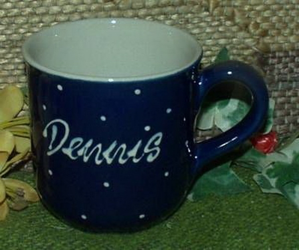 RKT - Namens-Tasse - Ein-Punkt-Blau – Dennis