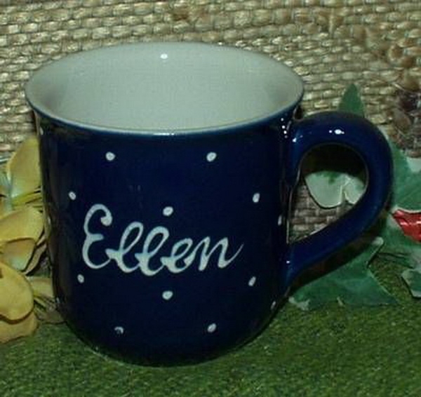 RKT - Namens-Tasse - Ein-Punkt-Blau – Ellen