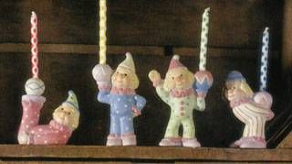 SCIOTO–Gießform – gebraucht – Clown für Geburtstagskerzen im 4er-Set – bis 6,5 cm hoch – Neuwert 62 EUR – nicht mehr im Handel - neuwertig