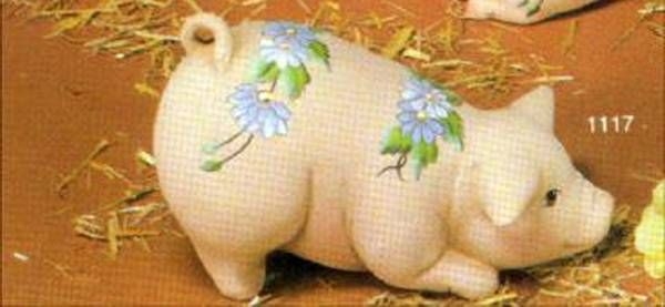 Sparschwein mit Stopfen - 11,5 cm hoch - 18 cm lang – Schrühware