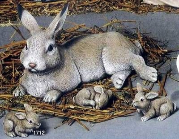 Hasenkinder im 3er-Set - ohne Hasenmama S-1711 - je 9 cm lang - Schrühware