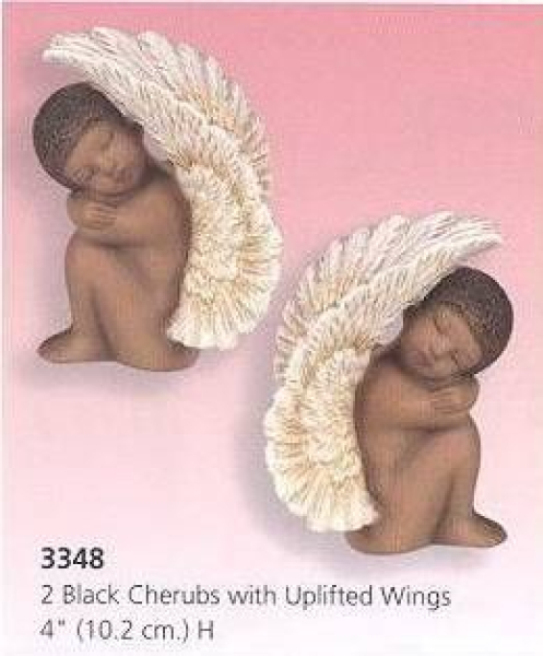 SCIOTO-Gießform - neu – schwarze Putten im 2er-Set – klein – mit hohen Flügeln  – 10,2 cm hoch - USA