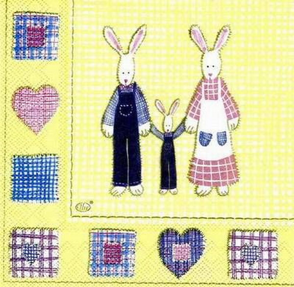 s0473 - Rabbits in Love - yellow - Packung - 20 Stück