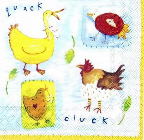 s0474 - quak und cluck - Serviette 33 x 33 cm - Restbestand - Stückpreis