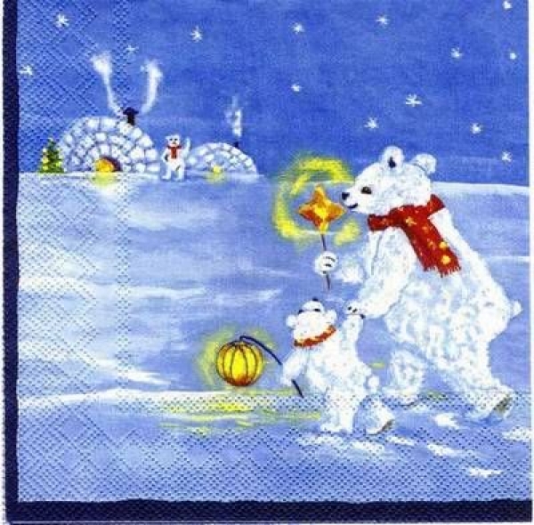 s0521 - Knuts Xmas blue – ASGER von IHR - Serviette 33 x 33 cm - Restbestand - Stückpreis