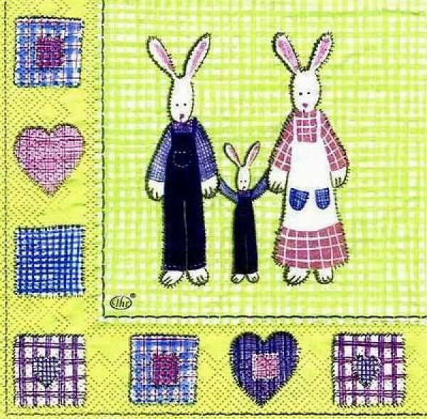 s0570 - Rabbits in Love - green - Paket - 20 Stück