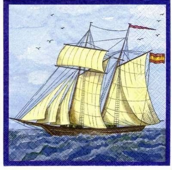 s0714 - Segelschiff - Serviette 33 x 33 cm - Restbestand - Stückpreis