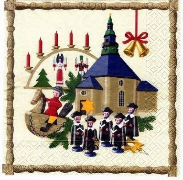 s0748 - Erzgebirge - Serviette 33 x 33 cm - Restbestand - Stückpreis