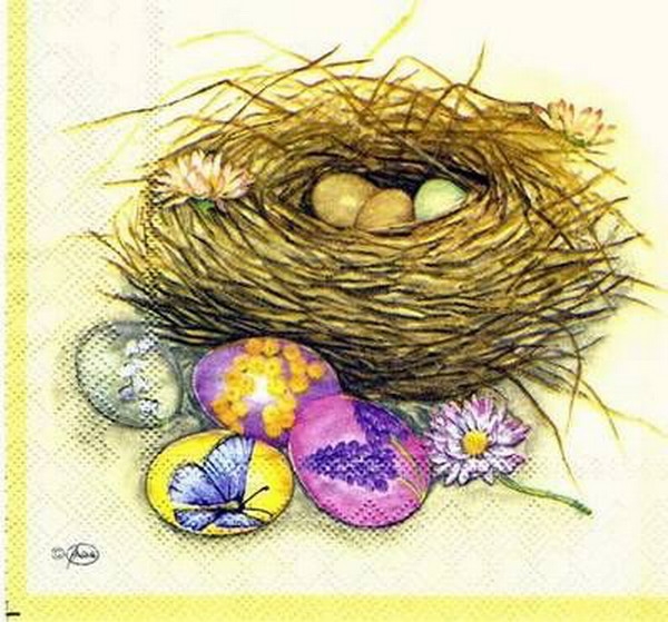 s1692 - Nest of Eggs - creme - Servietten - Packung - 20 Stück