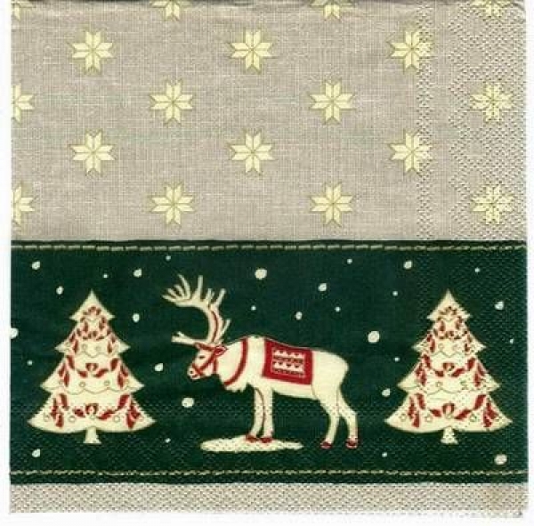 s2079 - Run Rudolph Run - linien green - Servietten - Packung - 20 Stück