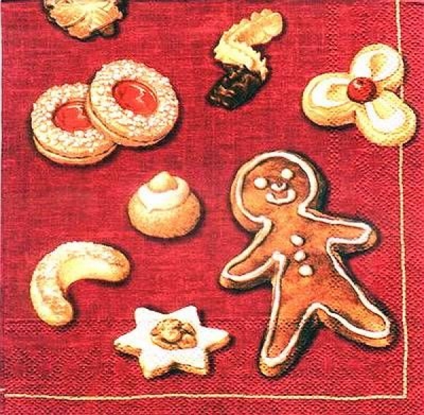 s2099 - Cookies - red - Napkins - Package - 20 pcs.