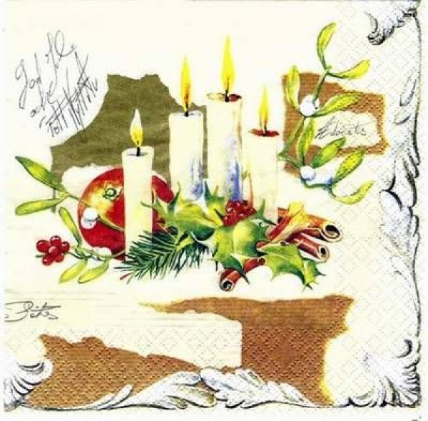 s2241 - Adventskerzen - Servietten - Packung - 20 Stück