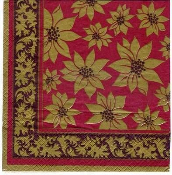 s2469 - Poinsettien - bordeaux - Servietten - Packung - 20 Stück
