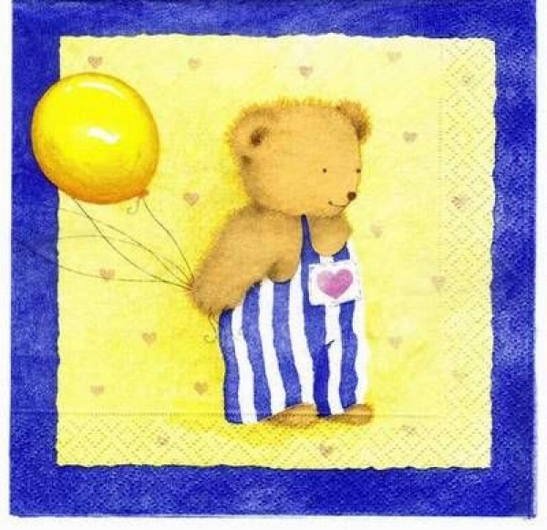 s2505 – Love Teddy mit Luftballon – Servietten – Packung – 20 Stück