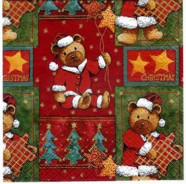 s2568 - Bear - red - Servietten - Packung - 20 Stück