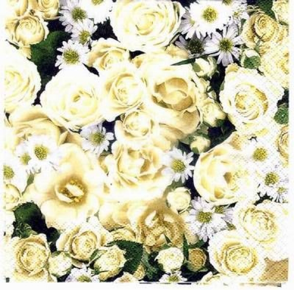 s2920 - Hochzeitsrosen - champagner - Servietten - Packung - 20 Stück