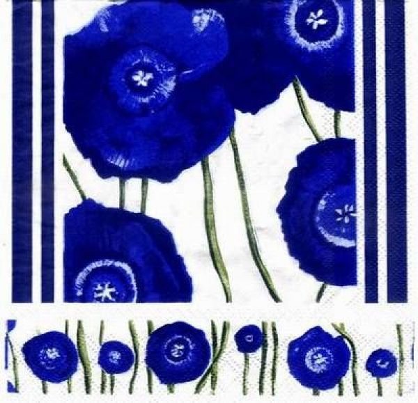 s2934 - Mohn - blau - Servietten - Packung - 20 Stück