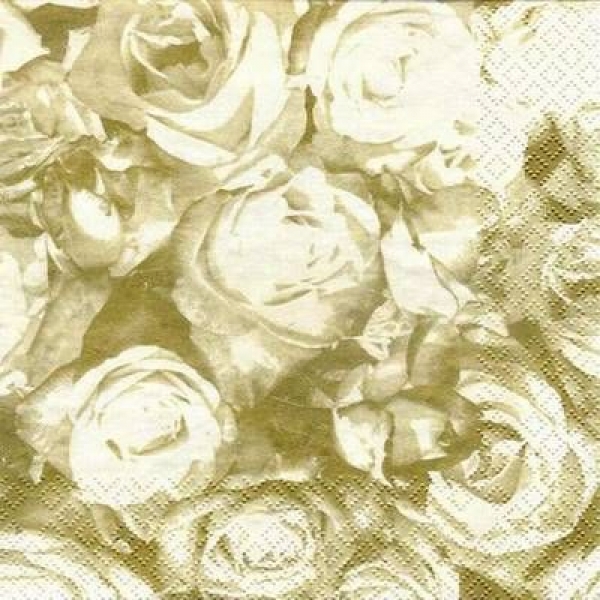 s2998 - Rosenmeer - gold - Servietten - Packung - 20 Stück