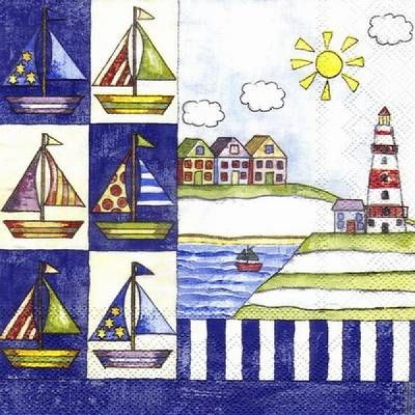s3352 - Cote Sud - blue - Servietten - Packung - 20 Stück