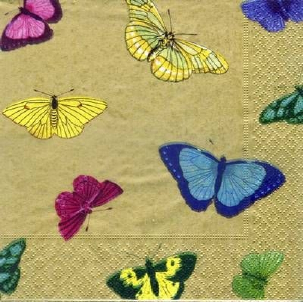 s3478 - Papillon - gold - Servietten - Packung - 20 Stück