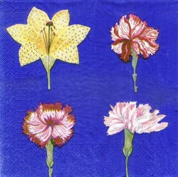 s3599 - Blumenmix - blau - Servietten - Packung - 20 Stück