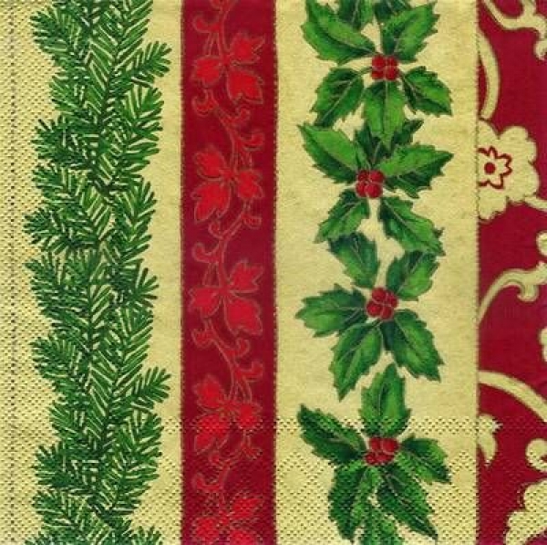 s3776 - Holly Border - gold - Servietten - Packung - 20 Stück