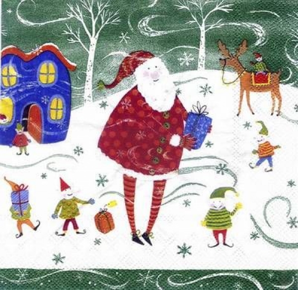 s3787 - Santas Elves - green - Servietten - Packung - 20 Stück