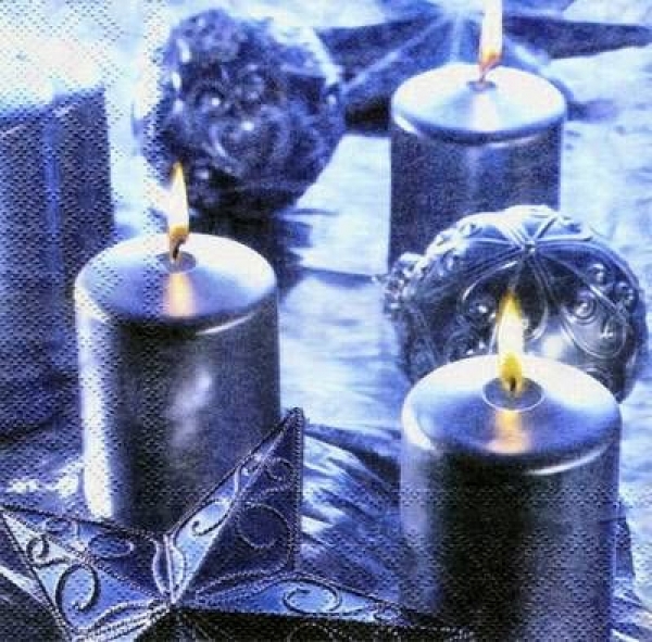s3914 - Kerzenmotiv - blau - Servietten - Packung - 20 Stück