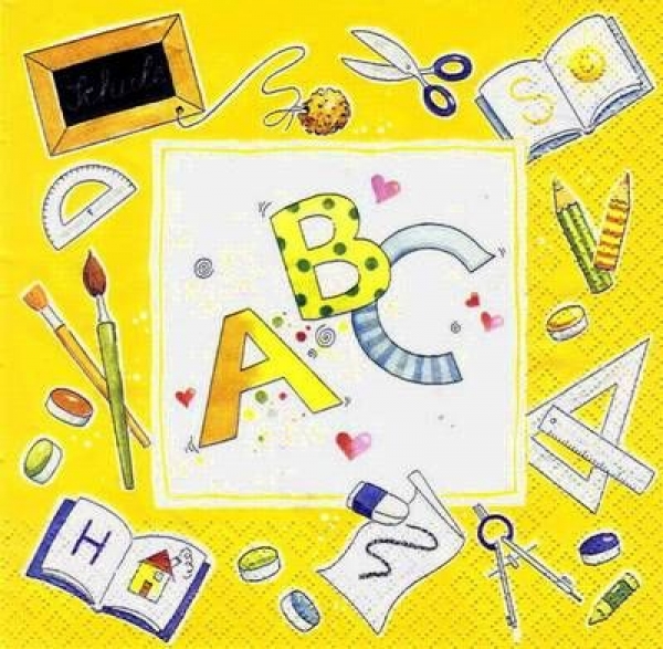 s3977 - ABC - gelb - Servietten - Packung - 20 Stück