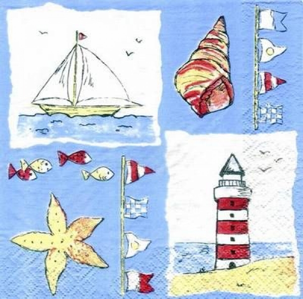 s4007 - Maritim - hellblau – Servietten – Packung – 20 Stück