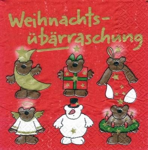 s4202 – Weihnachtsübärraschung – Servietten – Packung – 20 Stück