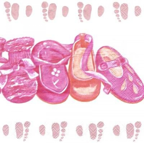 s4215 - Babyschuhe - rosa - MOLCA - Servietten - Packung - 20 Stück