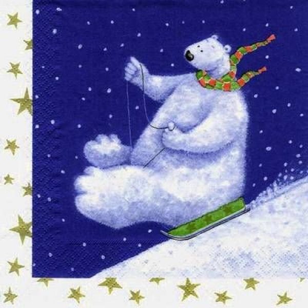 s4218 - S-Xmas Bear III - weiß - Servietten - Packung - 20 Stück
