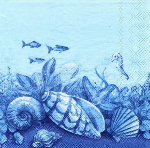 s4275 - Sea Horse - blue - Servietten - Packung - 20 Stück
