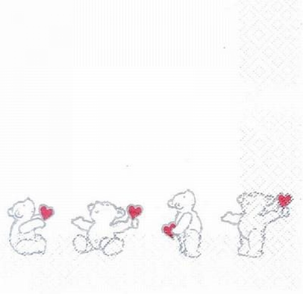s4278 - Love Teddy III - Servietten - Packung - 20 Stück