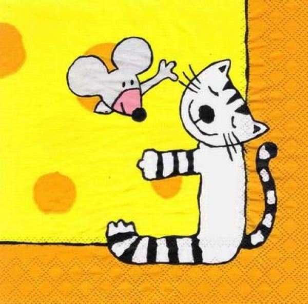 s4371 - Katz und Maus - Servietten - Packung - 20 Stück