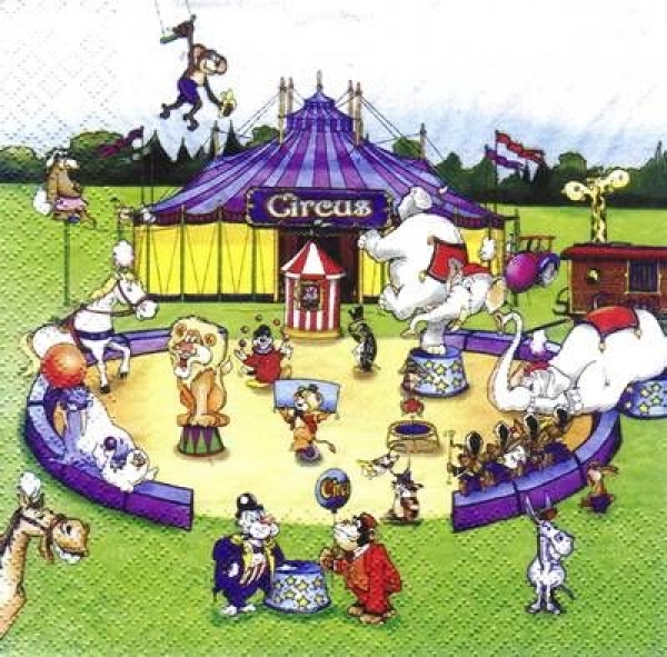 s4715 – Circus – Zirkus – Comic – Servietten – Packung – 20 Stück
