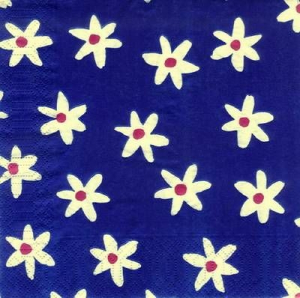 s4x0015 - Flowers - white/blue - Servietten - Packung - 20 Stück
