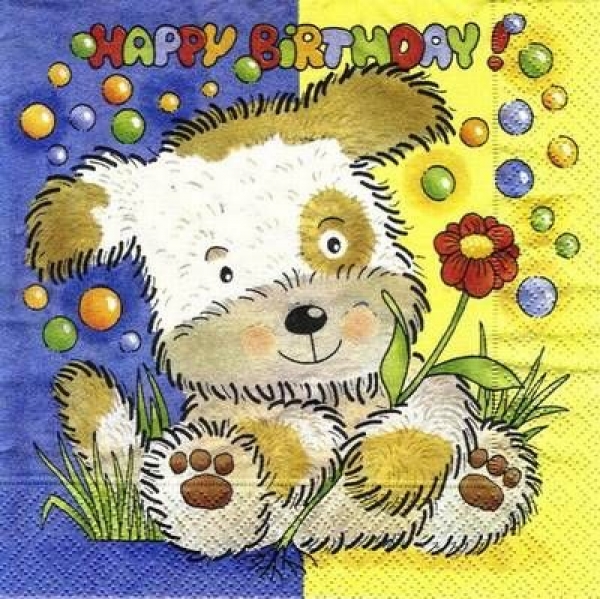s4x0110 - Happy Birthday - Hund - Servietten - Packung - 20 Stück