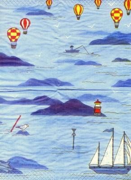 s4x0206 – Landschaft – Schiff - Leuchtturm – Servietten – Packung – 20 Stück
