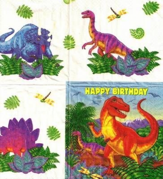 s4x0968 - Dinosaur Birthday - 25 x 25 cm - USA – RARITÄT – Servietten - Packung - 16 Stück