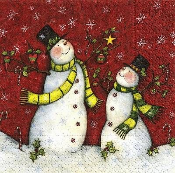 s4x1020 - Holyday Snowmen - 25 x 25 cm - USA – Rarität – Servietten - Packung - 20 Stück