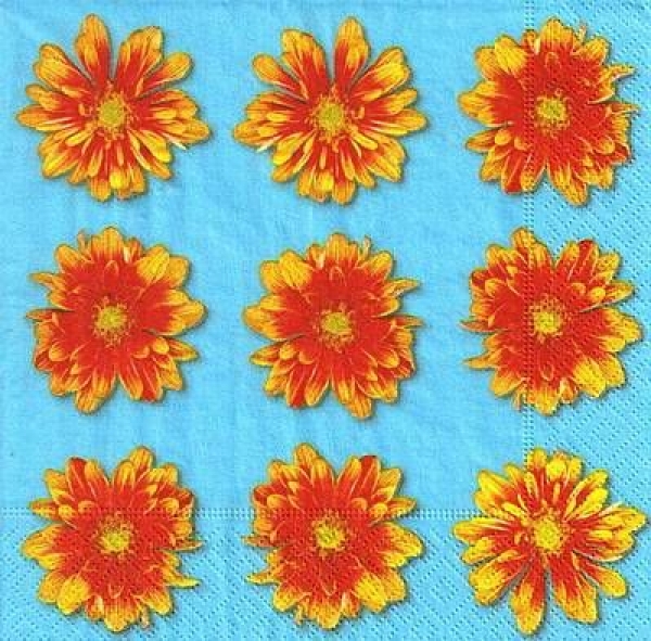 s4x1321 - Blüten in Orange - Servietten - Packung - 20 Stück