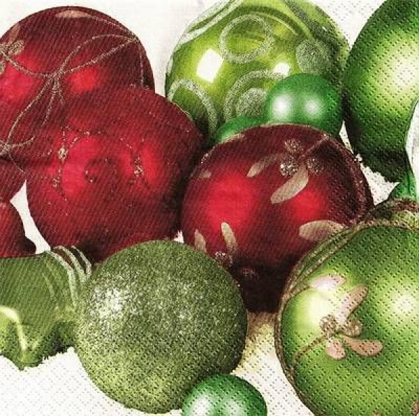 s4x1429 - Weihnachtskugeln - Servietten - Packung - 20 Stück