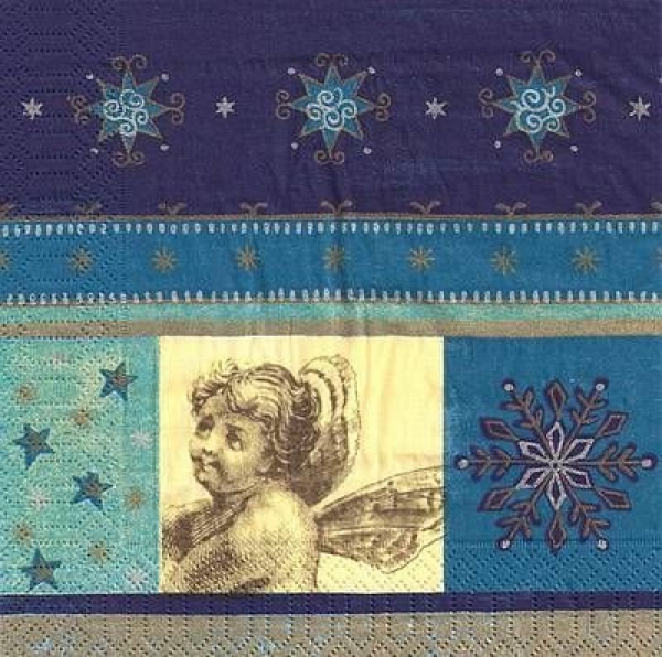 s4x1442 - Crystal Cherub - blue - Servietten - Packung - 20 Stück