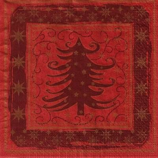s4x1531 - Weihnachtbaum - rot - Servietten - Packung - 20 Stück