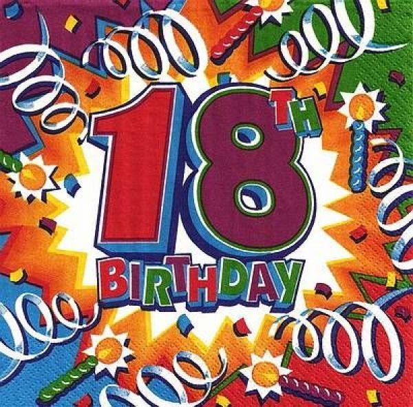s4x1646 - Birthday 18  - USA - Servietten - Packung 16 Stück